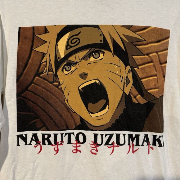 Naruto Uzumaki Long Sleeve Small T-Shirt Men's Anime Manga Graphic White Tee Top - Picture 2 of 7